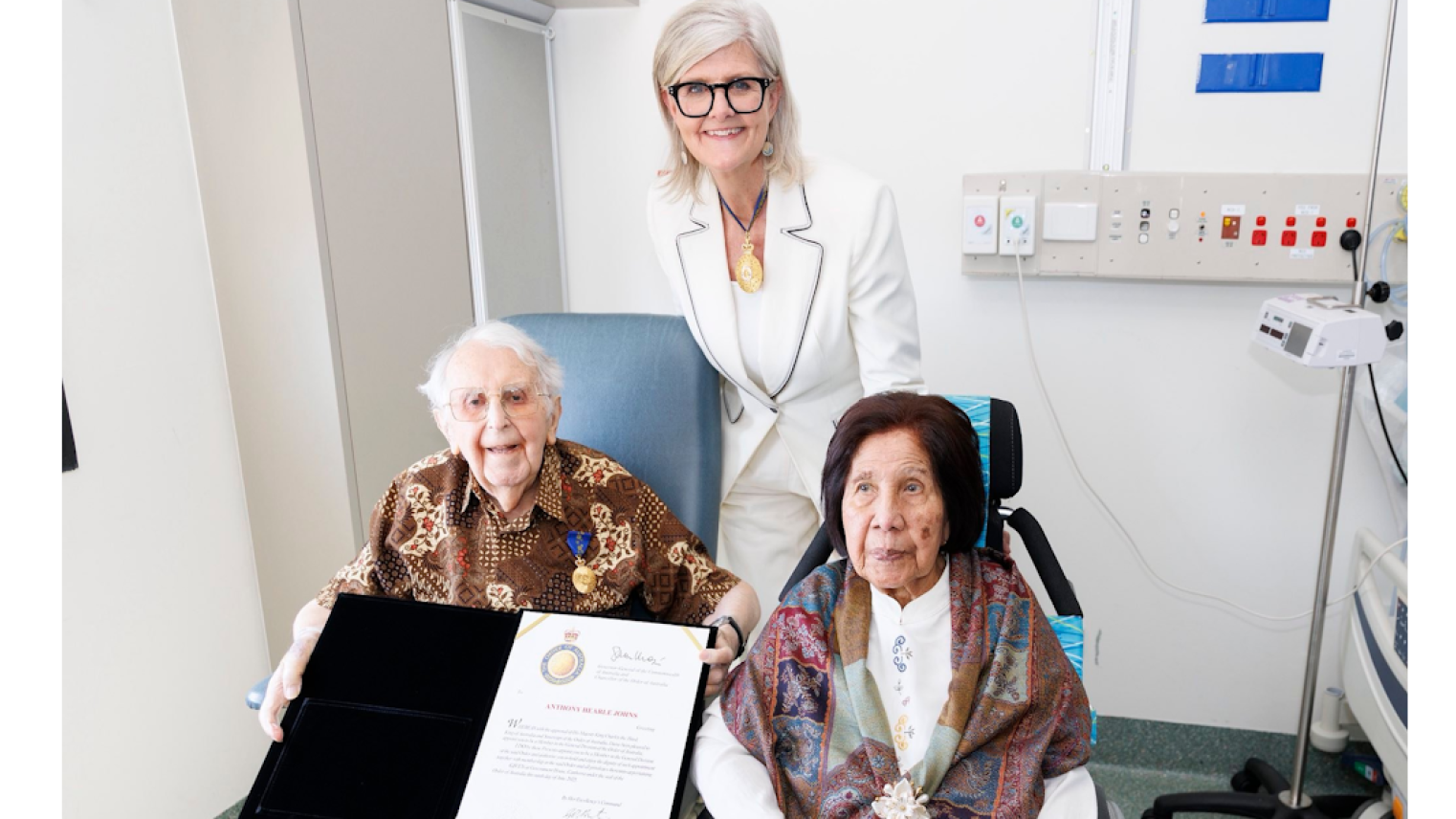 The Governor-General investing Tony Johns with his insignia as a Member of the Order of Australia; Photo Courtesy: Governor-General's Office