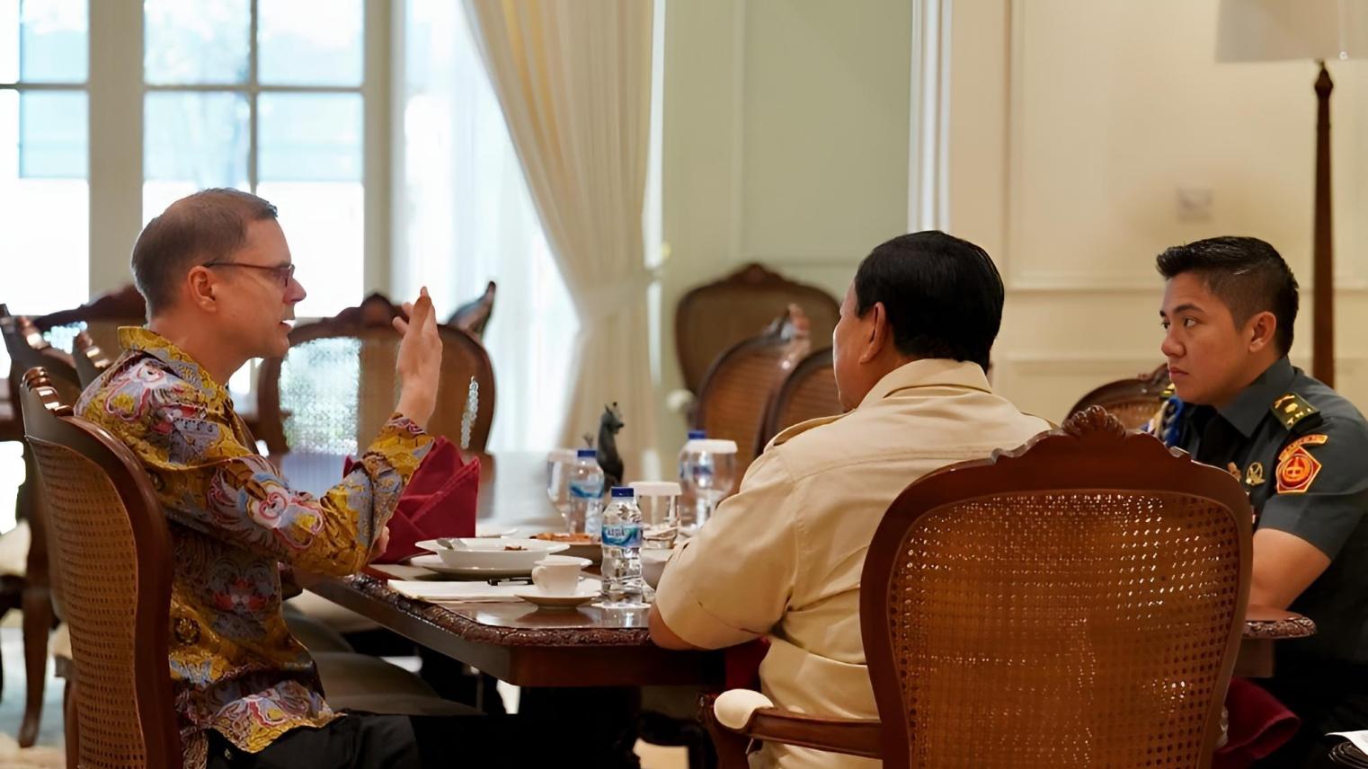 Professor Marcus Mietzner with President Subianto in 2023 when he was Minister of Defence.